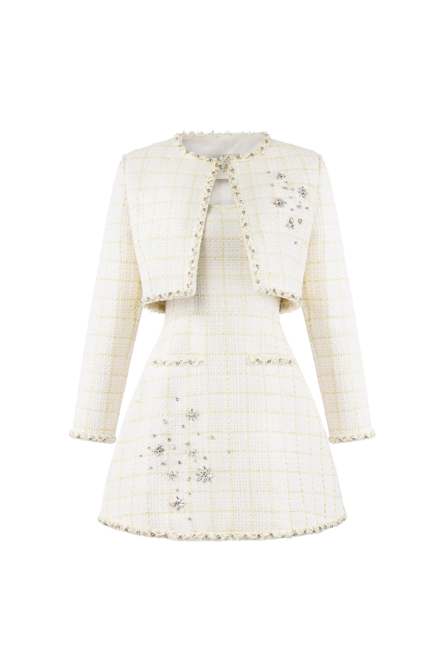 OPALINE Crystal-embellished Tweed Set
