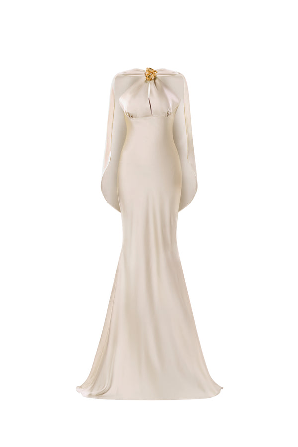 ORAVIE Maxi Dress With Cape