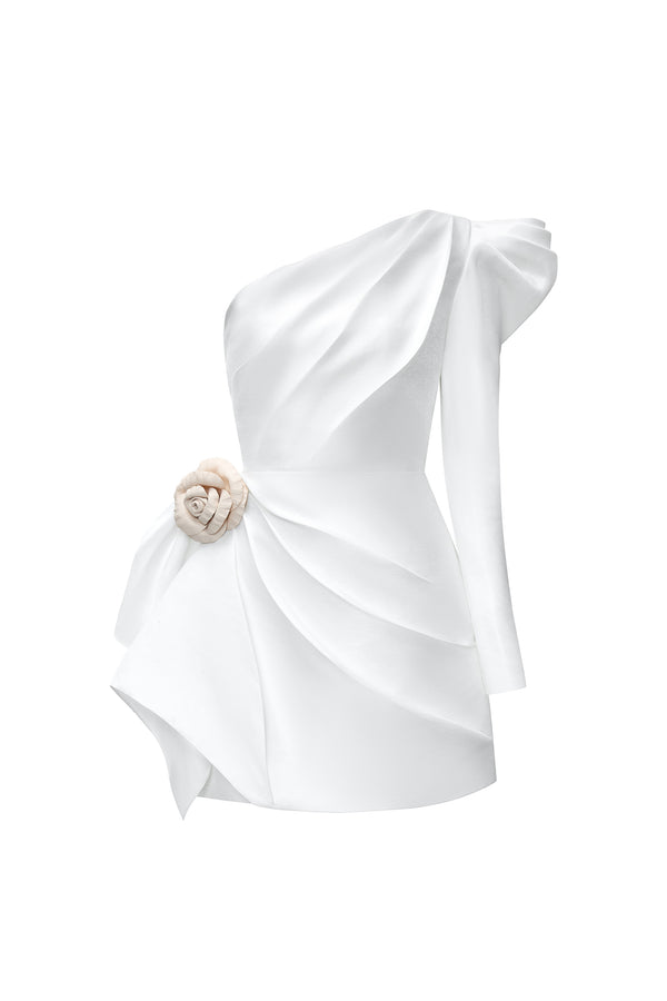 AVELINEN One-shoulder Draped Mini Dress