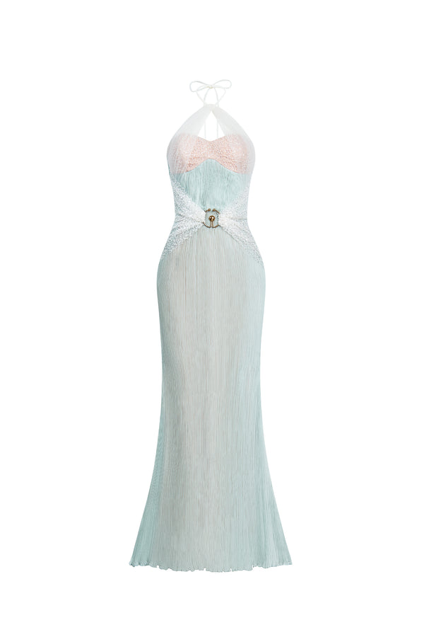 IRIDELLA Halter Cut-Out Ankle Length Dress