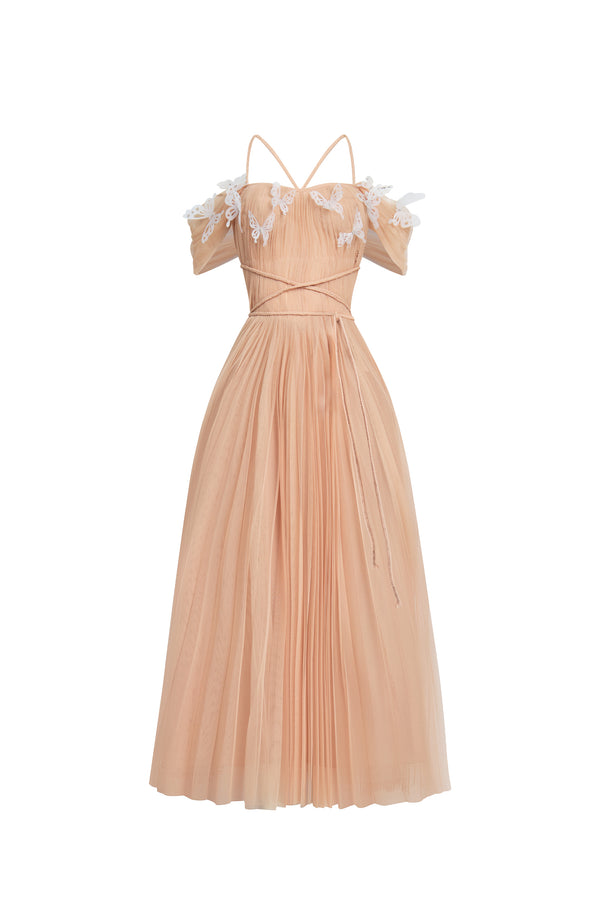 PSYCHELLE Pleated Midi Dress