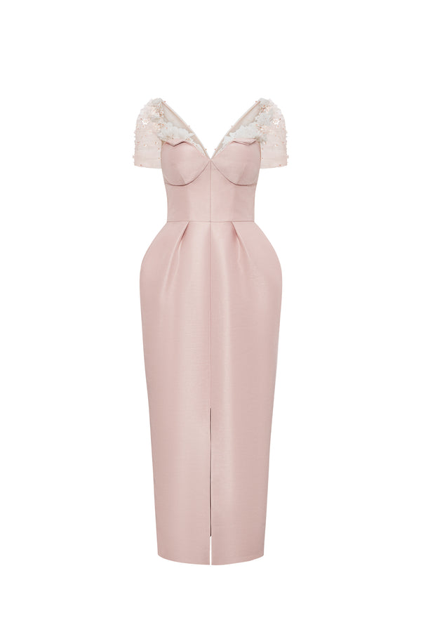 MARQUESSA Short Sleeves Midi Dress