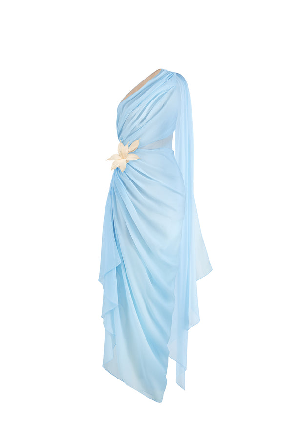 SELITHE One Shoulder Dress With Scarf