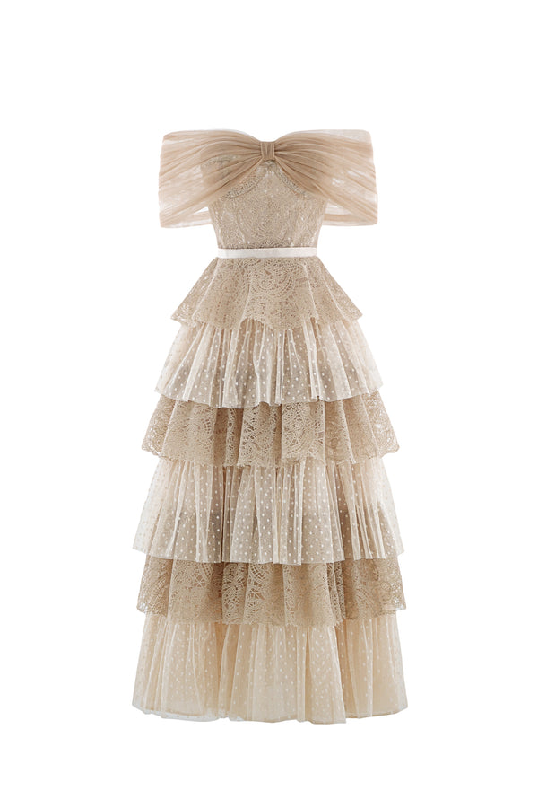 SOLARA Layered Off Shoulder Dress