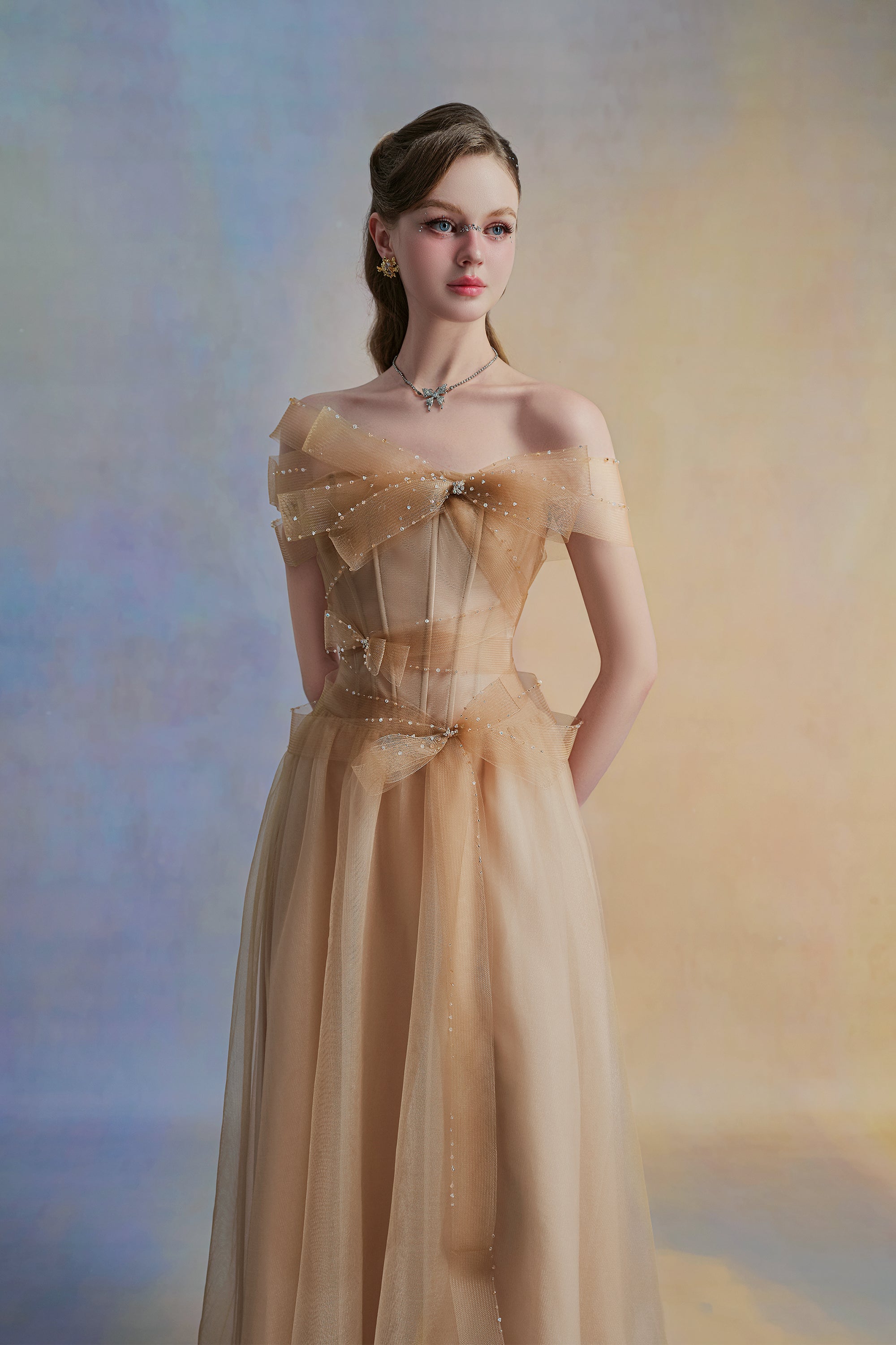 YLORIA Off Shoulder Sheer Dress – Calista Official
