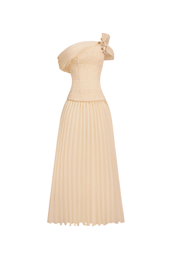 SOVERE Knife-Pleated Ankle Length Dress